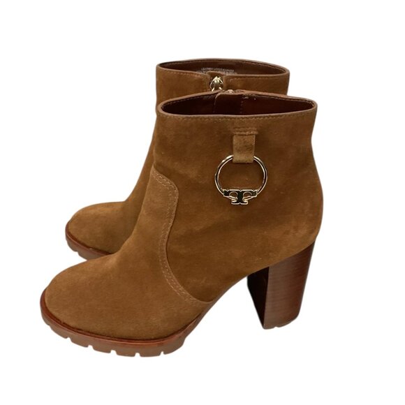 Tory Burch Shoes - Tory Burch Sofia Brown Suede Lug Sole Heeled Booties